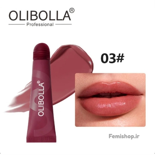 تست رنگ لیپ گلاس ژلی و براق اولیبولا برای حجم دهی به لب لیپ گلاس تیوپی شاین دار اولیبولا در رنگ های متنوع روی لب