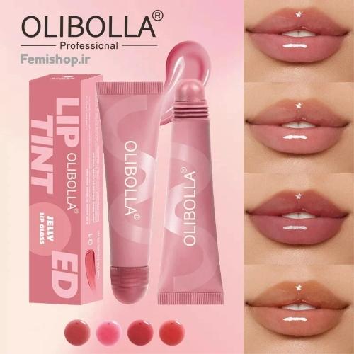 تست رنگ لیپ گلاس ژلی و براق اولیبولا برای حجم دهی به لب لیپ گلاس تیوپی شاین دار اولیبولا در رنگ های متنوع روی لب