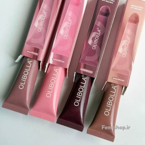 تست رنگ لیپ گلاس ژلی و براق اولیبولا برای حجم دهی به لب لیپ گلاس تیوپی شاین دار اولیبولا در رنگ های متنوع روی لب