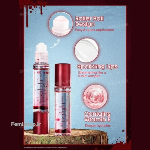 خواص و ترکیبات لیپ اویل شیگلم ویژگی های لیپ اویل توایلایت شیگلم: حاوی ویتامین E آبرسان، سری غلتکی (Roller Ball) و شاین دار